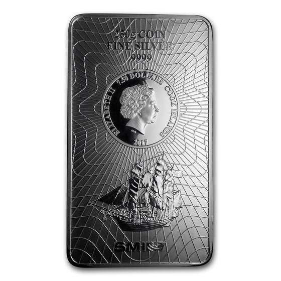 2017 250 gram Silver Cook Islands Bounty Coin Bar (.9999 Fine) 2017 250 gram Silver Cook Islands Bounty Coin Bar (.9999 Fine)